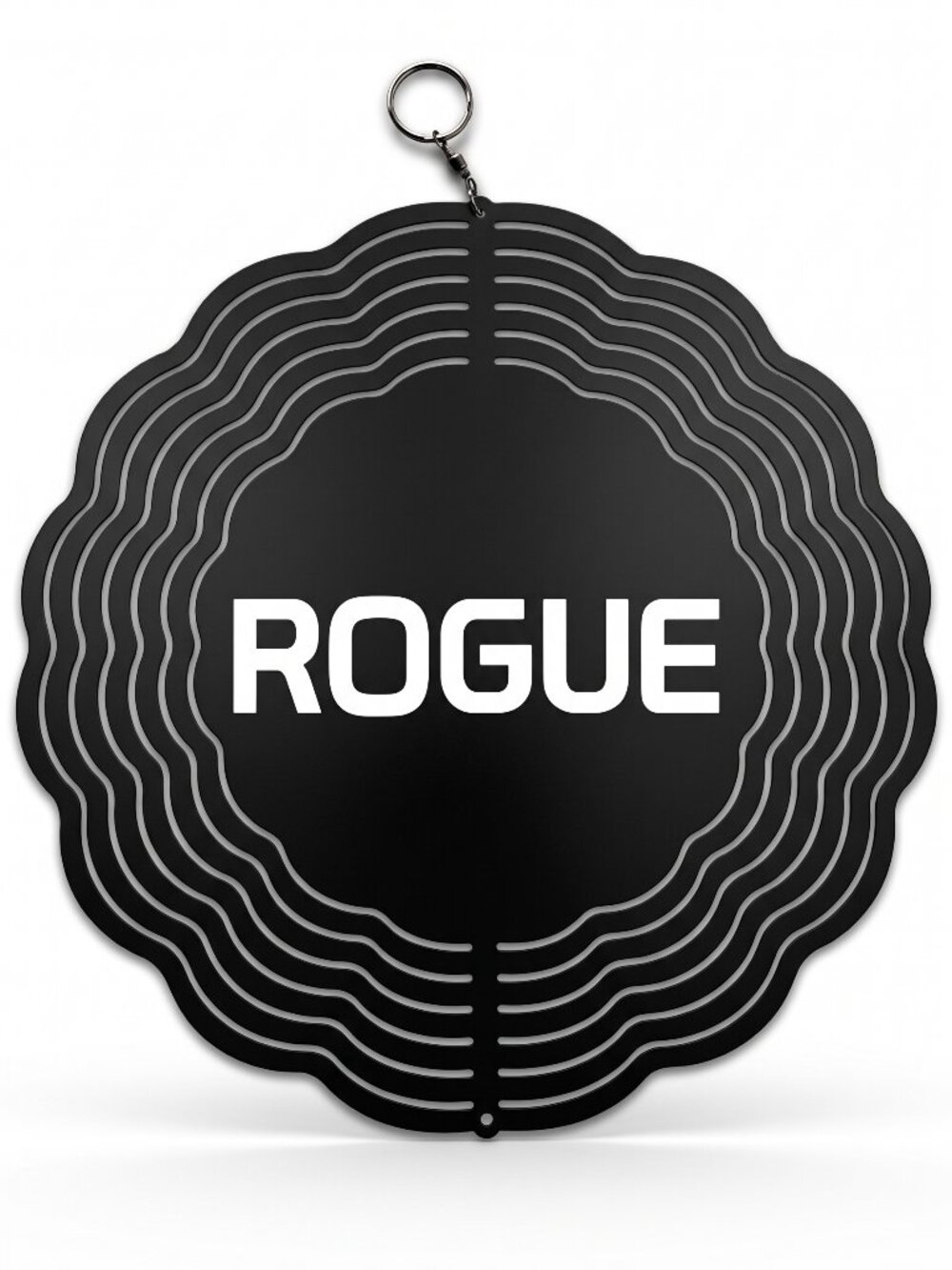 10" ROGUE Lettering Kinetic Wind Spinner - Black Metal Hanging Yard Decor